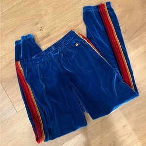 Aviator Nation velvet five stripe blue joggers large worn just a few times